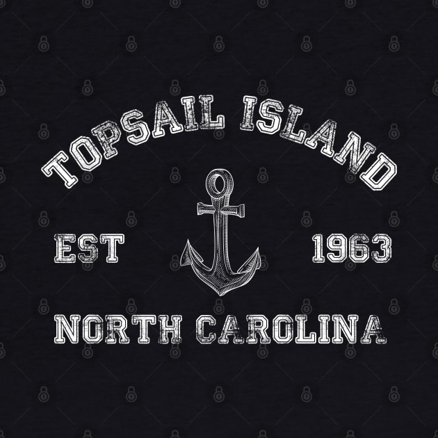 Topsail Island, North Carolina Vintage Nautical Anchor Retro by Contentarama